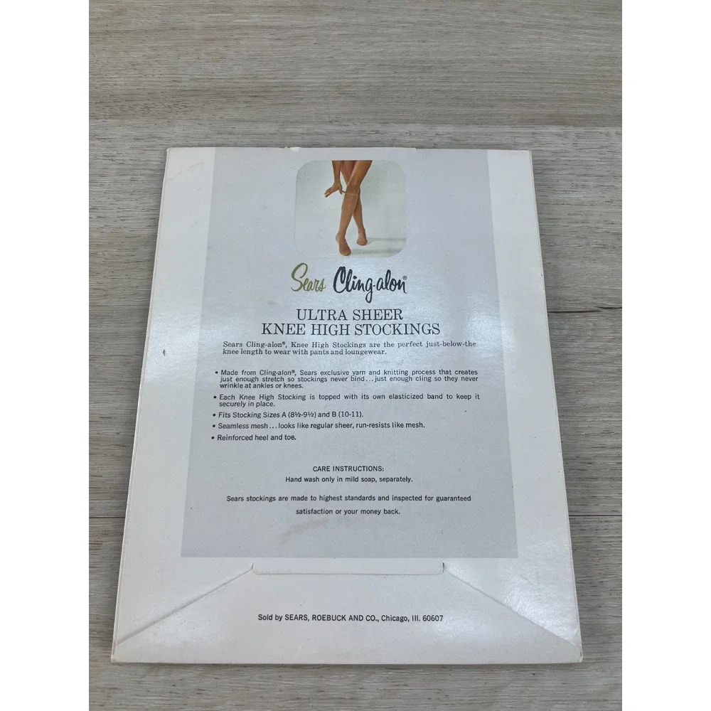 Sears Cling-Alon Ultra Sheer Stockings  Mocha‎ Classic  Size B 10-11